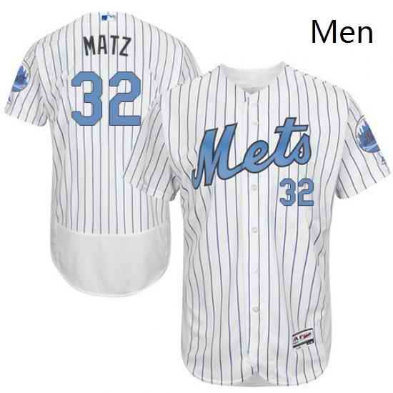 Mens Majestic New York Mets 32 Steven Matz Authentic White 2016 Fathers Day Fashion Flex Base MLB Jersey